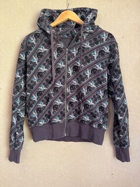 Loungefly Hoodie with Skulls,Birds and Anchors Pattern